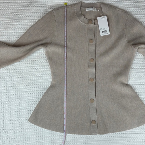 NWT Kookai Dalton Crew Cardigan AU 8/ US 4 100% Tan Wool Quiet Luxury Soft Girl - Picture 16 of 16